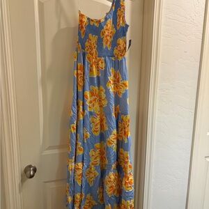 Floral Blue and Yellow Maxi Dress